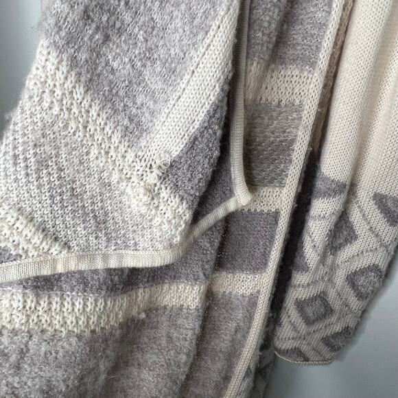 Vince Cream & Grey Drape Front Wool Sweater Cardigan Duster Size Small - Picture 5 of 10